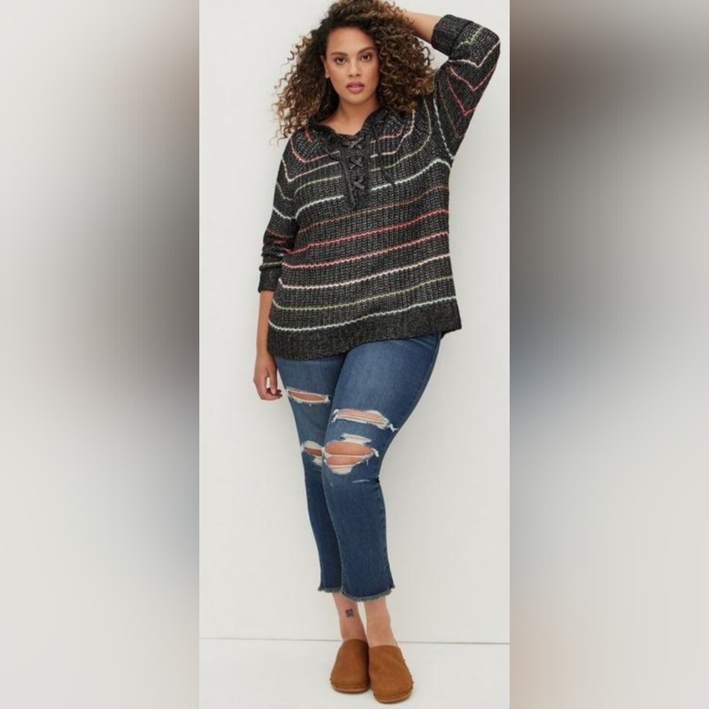 Torrid Chunky Pullover Hooded Raglan Sweater, BNWT, Size 1X